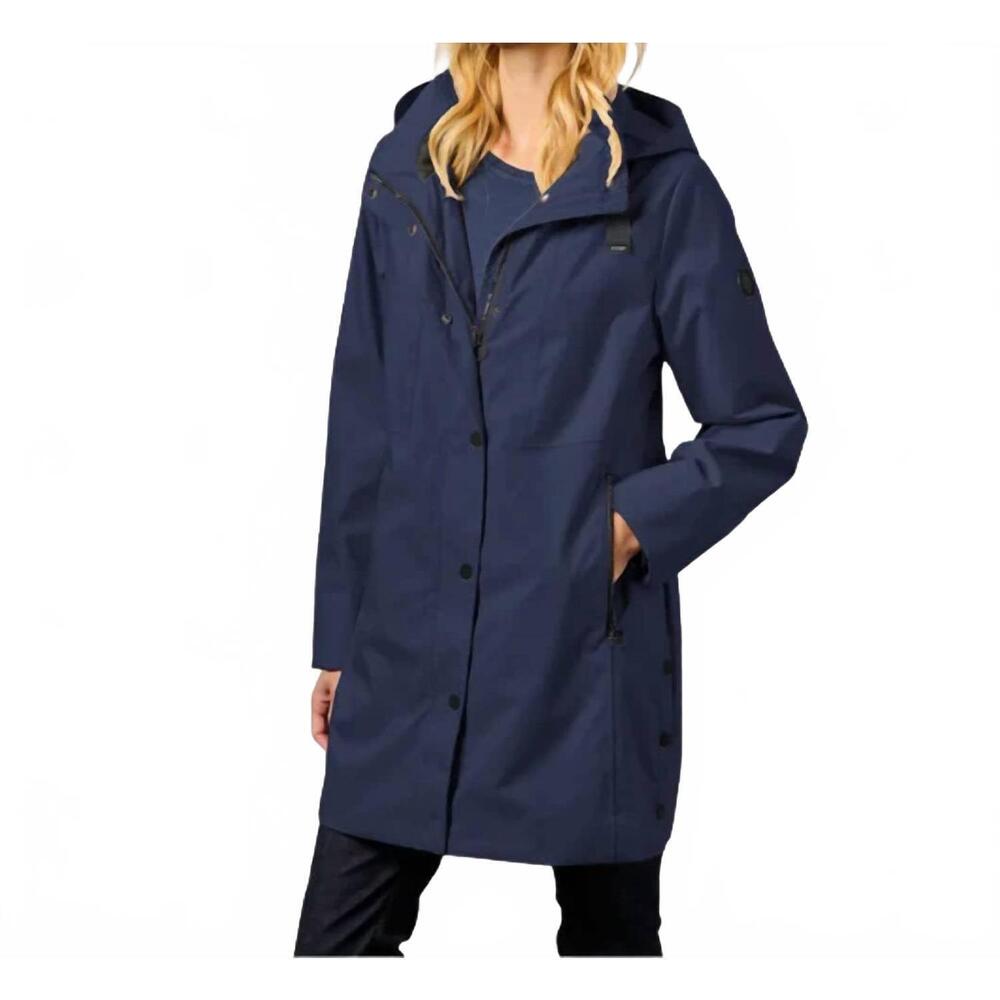 NEW JUNGE snap rain coat with hood in navy